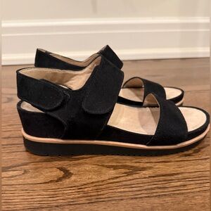 Naturalizer Soul Kaila Black Suede Adjustable Strap Sandals Size 8.5